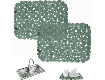 Set van 2 Spoelbakmatten - Pebble Design - Groen - 30 x 40 cm