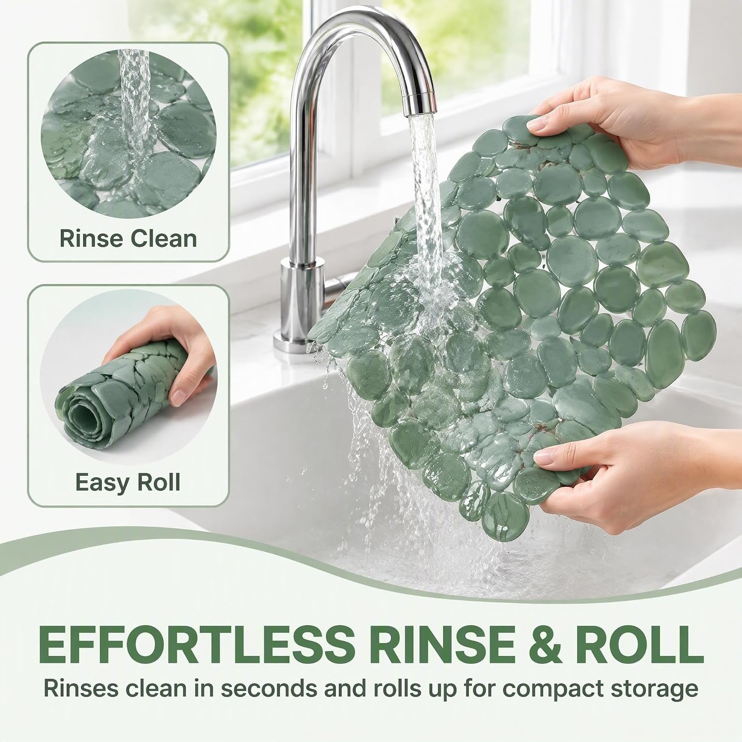 Set van 2 Spoelbakmatten - Pebble Design - Groen - 30 x 40 cm