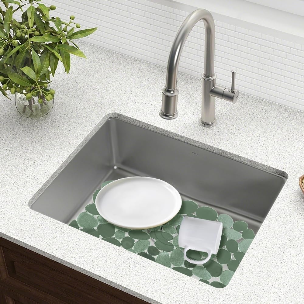 Set van 2 Spoelbakmatten - Pebble Design - Groen - 30 x 40 cm