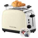 Russell Hobbs Broodrooster [Twee snedes] Colours Plus RVS Crème (Extra Brede Broodsleuven, incl. Opwarmrekje, 6 Bruiningsinstellingen + Ontdooi Functie, Lift & Look, 1600 Watt) 26551-56