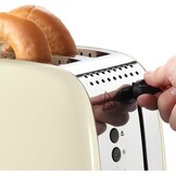 Russell Hobbs Broodrooster [Twee snedes] Colours Plus RVS Crème (Extra Brede Broodsleuven, incl. Opwarmrekje, 6 Bruiningsinstellingen + Ontdooi Functie, Lift & Look, 1600 Watt) 26551-56
