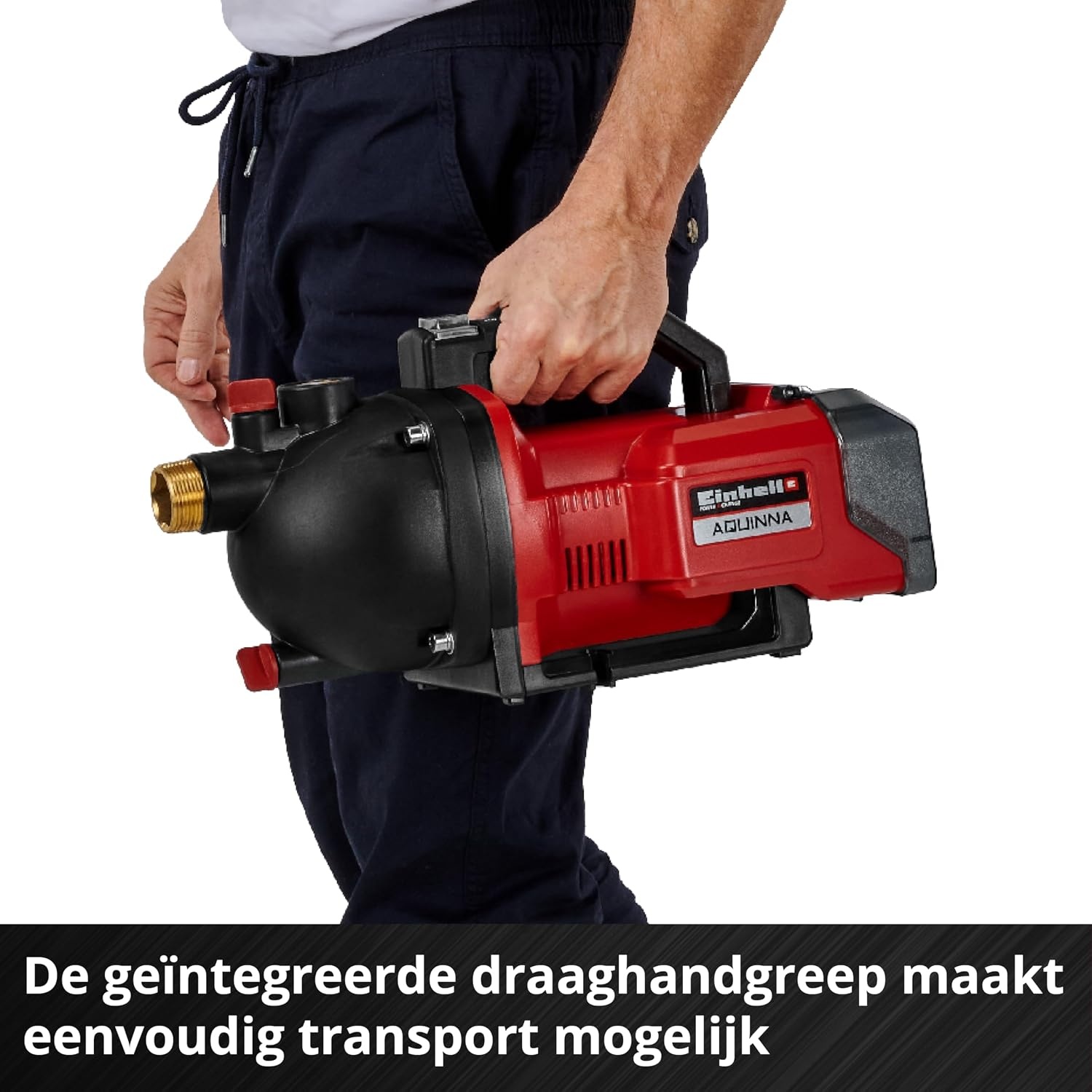 Einhell Accu-Tuinpomp AQUINNA 36/30 Set - Rood/Zwart - Inclusief 4 meter zuigslang