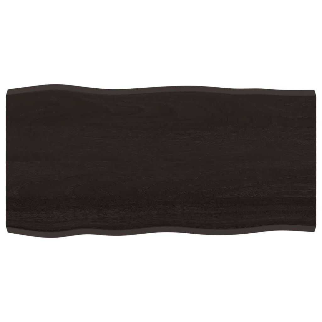 vidaXL Tafelblad natuurlijke rand 100x50x(2-4)cm eikenhout donkerbruin