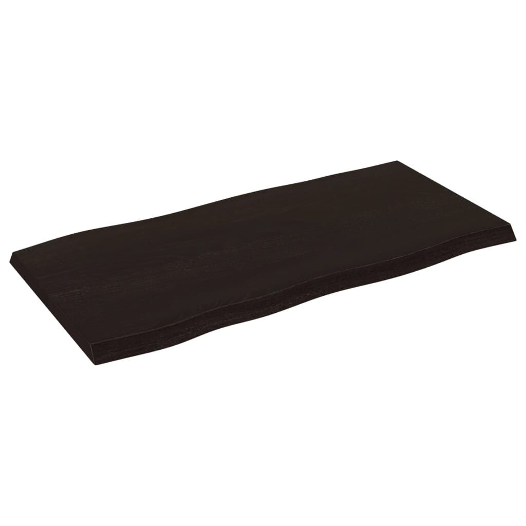 vidaXL Tafelblad natuurlijke rand 100x50x(2-4)cm eikenhout donkerbruin