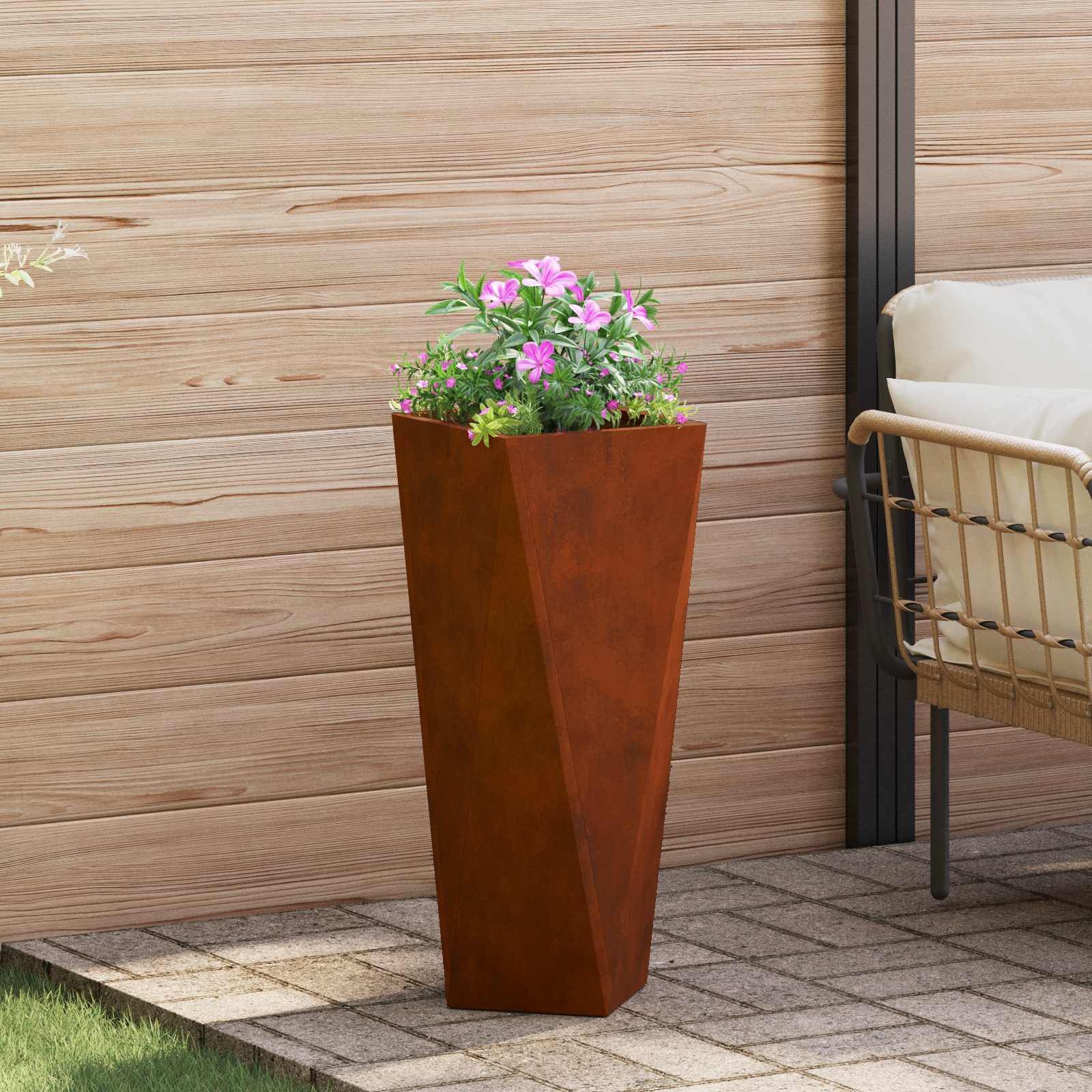 vidaXL Plantenbak 2 st Roestig 30 x 30 x 75 cm weervast staal