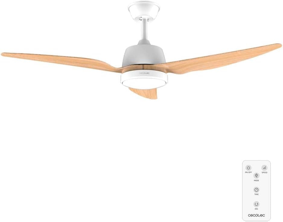 Cecotec Plafondventilator met Licht EnergySilence Aero 5250 WhiteWood. 62W, Diameter 48 inch, 3 Snelheden, Timer en Winter/Zomer Modus