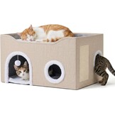 Relaxdays Kattenhol, H x B x D: 34 x 60 x 40 cm, krabpad, beige
