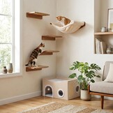 Relaxdays Kattenhol, H x B x D: 34 x 60 x 40 cm, krabpad, beige
