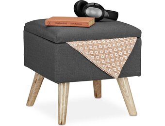 Relaxdays Poef met opbergruimte - 40x40x40 cm - Grijs