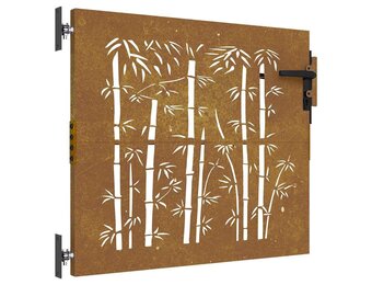 vidaXL Poort 85x75 cm bamboe-ontwerp cortenstaal