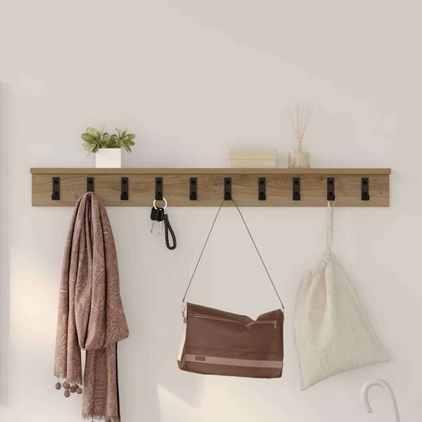 vidaXL Wandgemonteerde kapstok Muurmontage Artisan Eiken Bewerkt hout