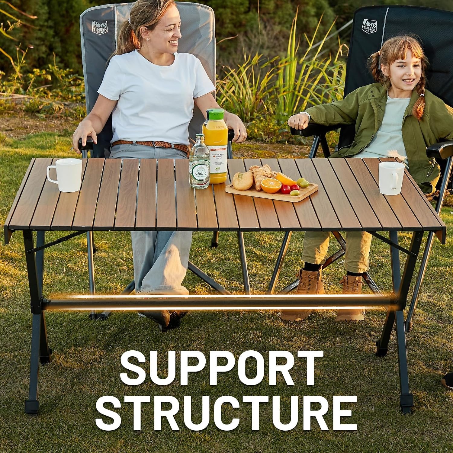TIMBER RIDGE XXL Campingtafel inklapbaar 125 x 80 cm - Bruin