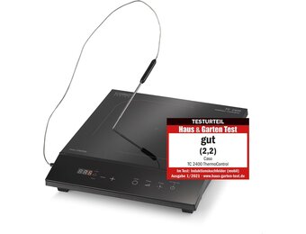 CASO TC2400 Thermo Control enkele inductiekookplaat met thermometer voor nauwkeurig braden en koken, perfect voor SousVide, temperatuurbereik 60-240 °C, timer, 2400 watt