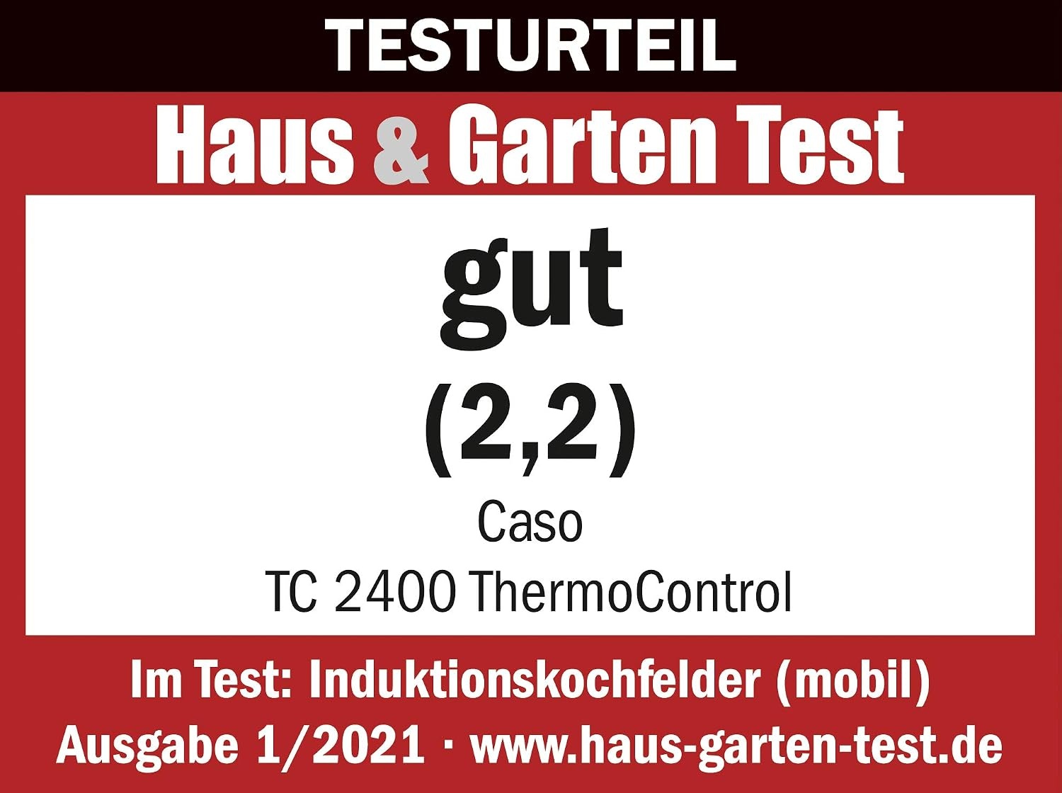 CASO TC2400 Thermo Control enkele inductiekookplaat met thermometer voor nauwkeurig braden en koken, perfect voor SousVide, temperatuurbereik 60-240 °C, timer, 2400 watt