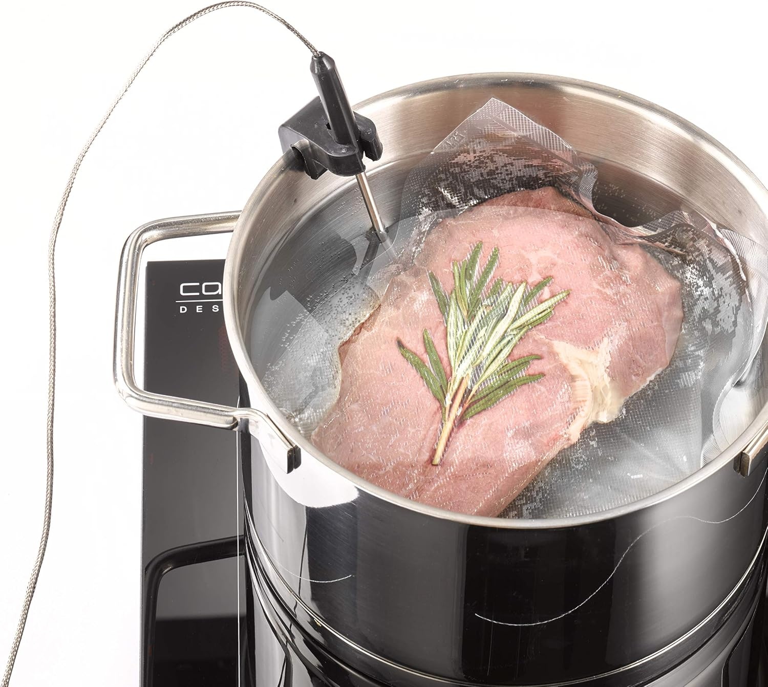 CASO TC2400 Thermo Control enkele inductiekookplaat met thermometer voor nauwkeurig braden en koken, perfect voor SousVide, temperatuurbereik 60-240 °C, timer, 2400 watt