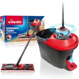 Vileda Ultramax Turbo Complete Set - Vlakmop met Emmer - Wit/Rood