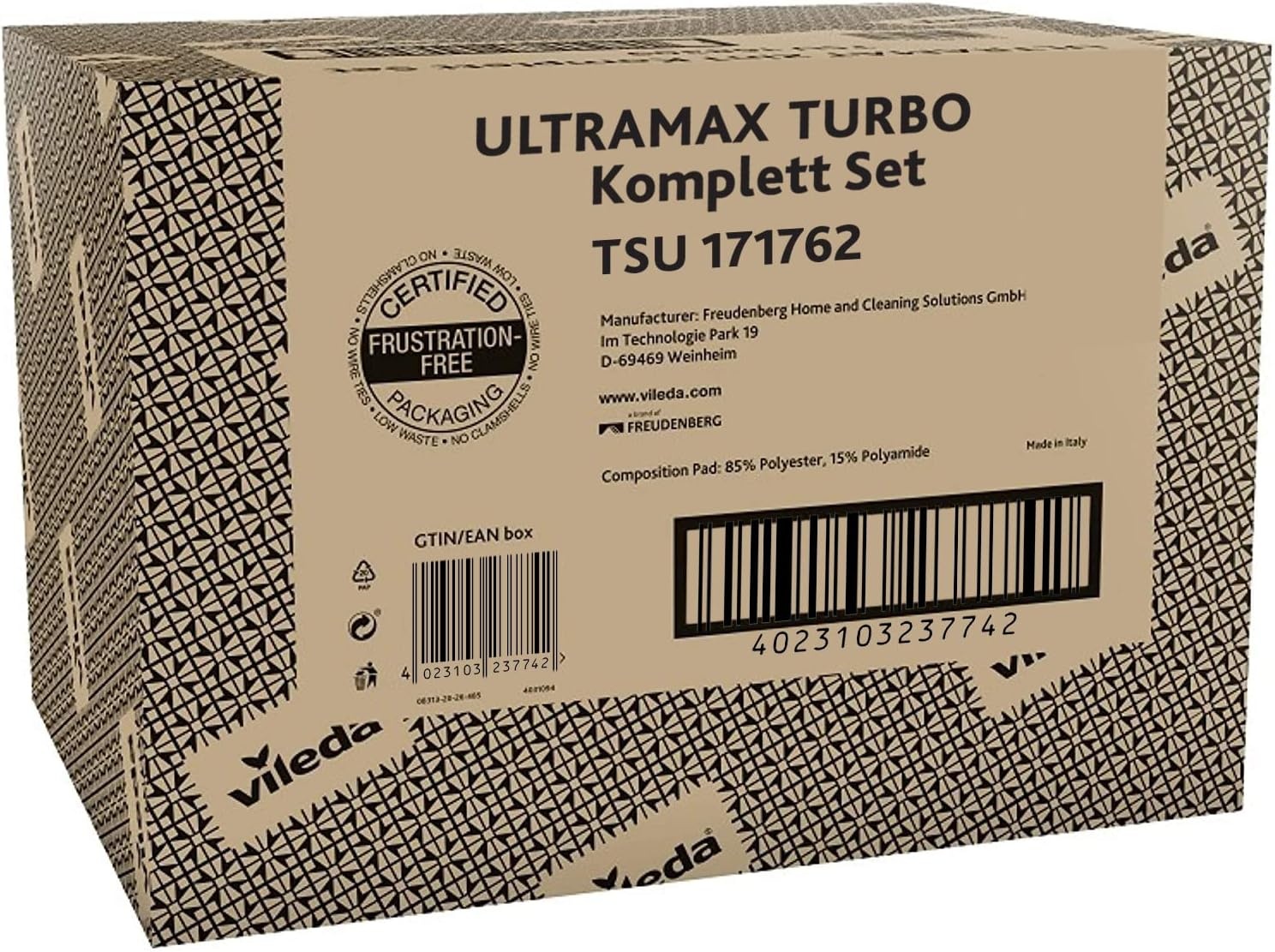 Vileda Ultramax Turbo Complete Set - Vlakmop met Emmer - Wit/Rood