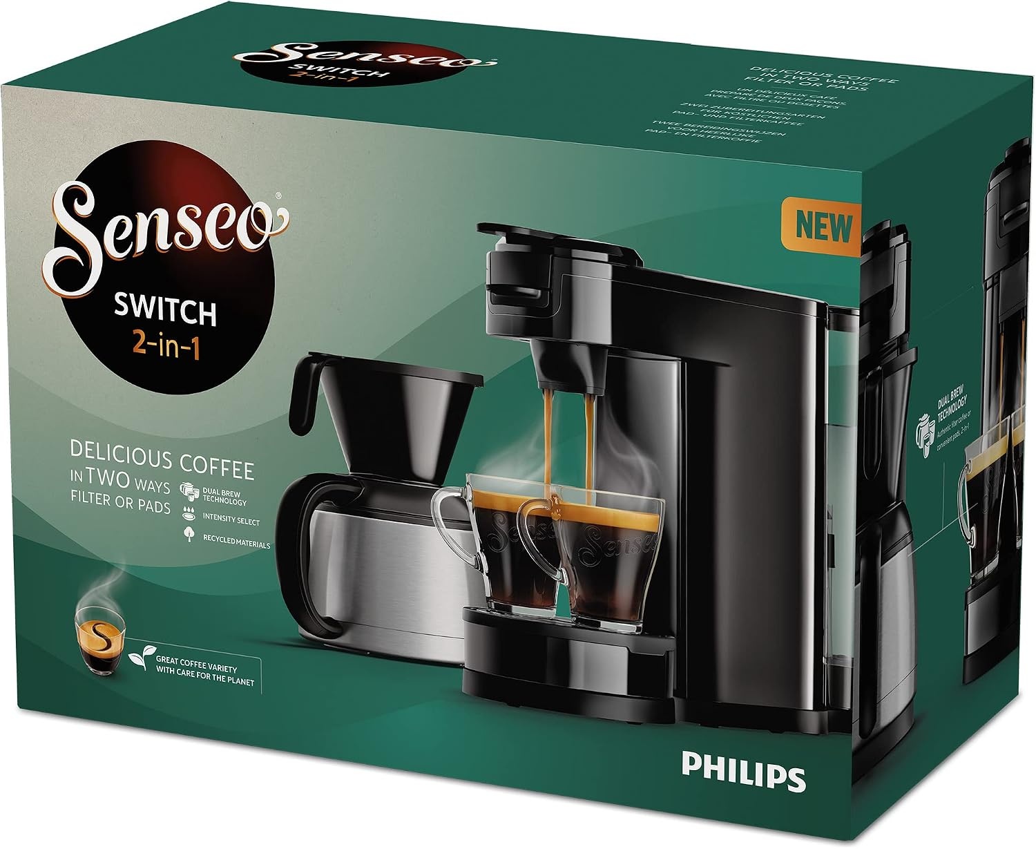 Philips Senseo Switch HD6592/64 Koffiezetapparaat - 2-in-1 - RVS/Zwart