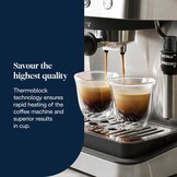 De'Longhi Linea Classic EM450.M My LatteArt Handmatig koffiezetapparaat met stoomsproeier, zonder E.S.E-filter, manometer, dubbelwandig filter, 15 bar, kopjes tot 13 cm, staal