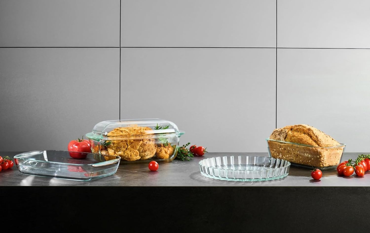 Gerlach 1760 Ovenschaal met Deksel - 4.5 Liter - Rechthoekig 27 x 18 cm - Hittebestendig Glas - Transparant