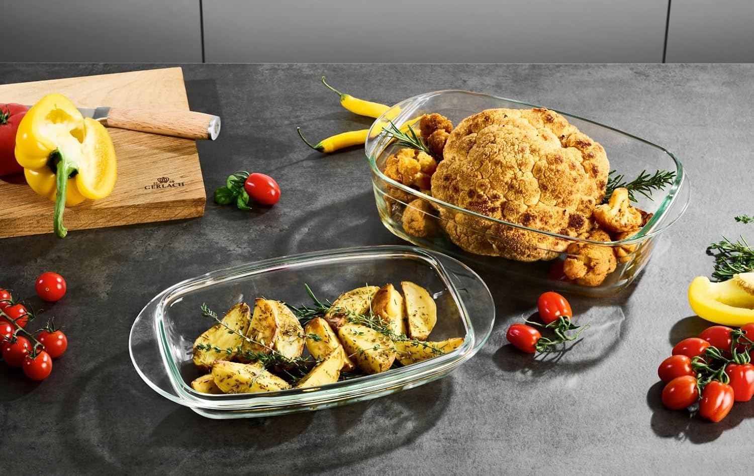 Gerlach 1760 Ovenschaal met Deksel - 4.5 Liter - Rechthoekig 27 x 18 cm - Hittebestendig Glas - Transparant