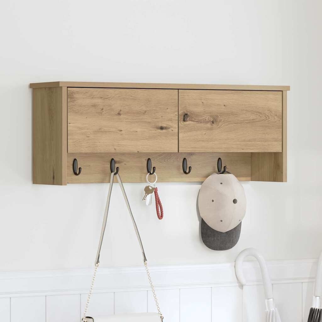 vidaXL Wandgemonteerde kapstok Muurmontage Artisan Eiken Bewerkt hout