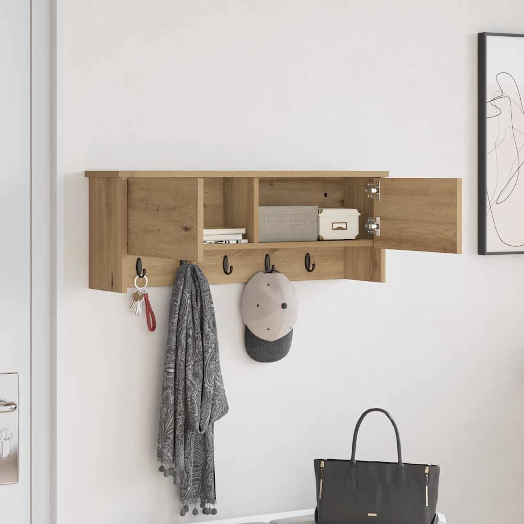 vidaXL Wandgemonteerde kapstok Muurmontage Artisan Eiken Bewerkt hout