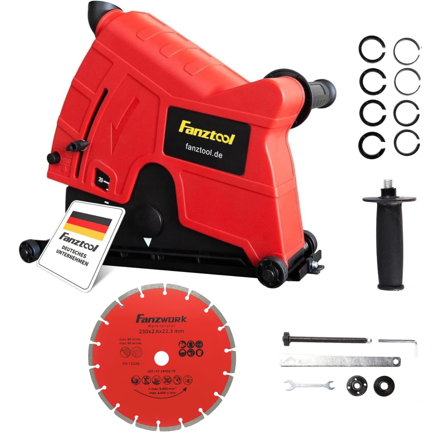 ANZTOOL 230 mm Stofafzuigkap voor Haakse Slijper – Universeel voor Doorslijpen & Sleuvenfrezen, Gereedschapsloze Verstelling