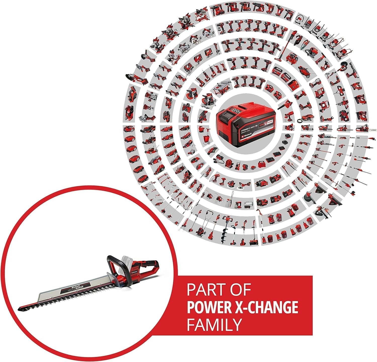 Einhell Accu Heggenschaar GE-CH 18/60 Li - 60 cm - Rood - Exclusief Accu en Lader