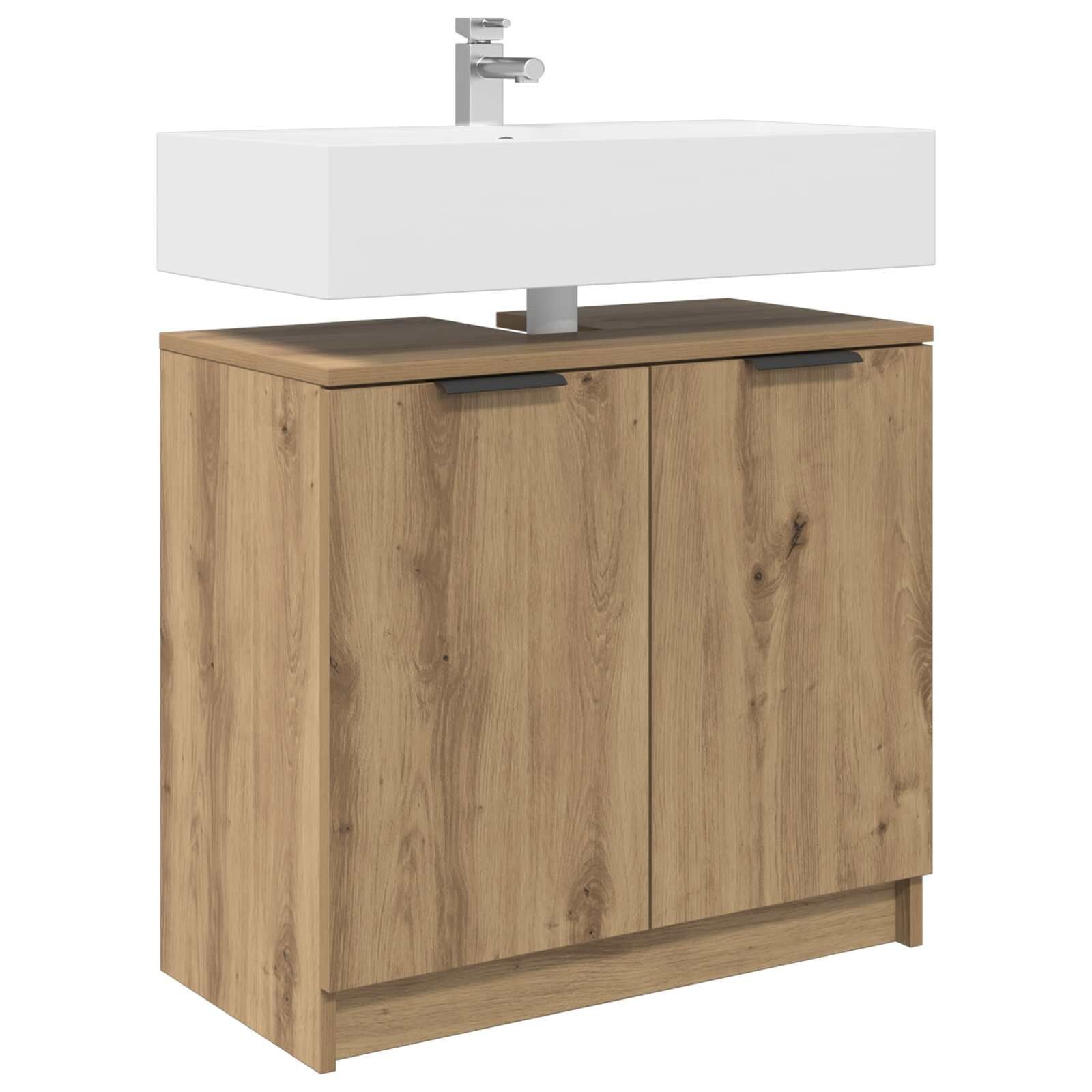 vidaXL Badkamer Kast Artisan Eiken 64,5 x 33,5 x 59 cm Bewerkt hout