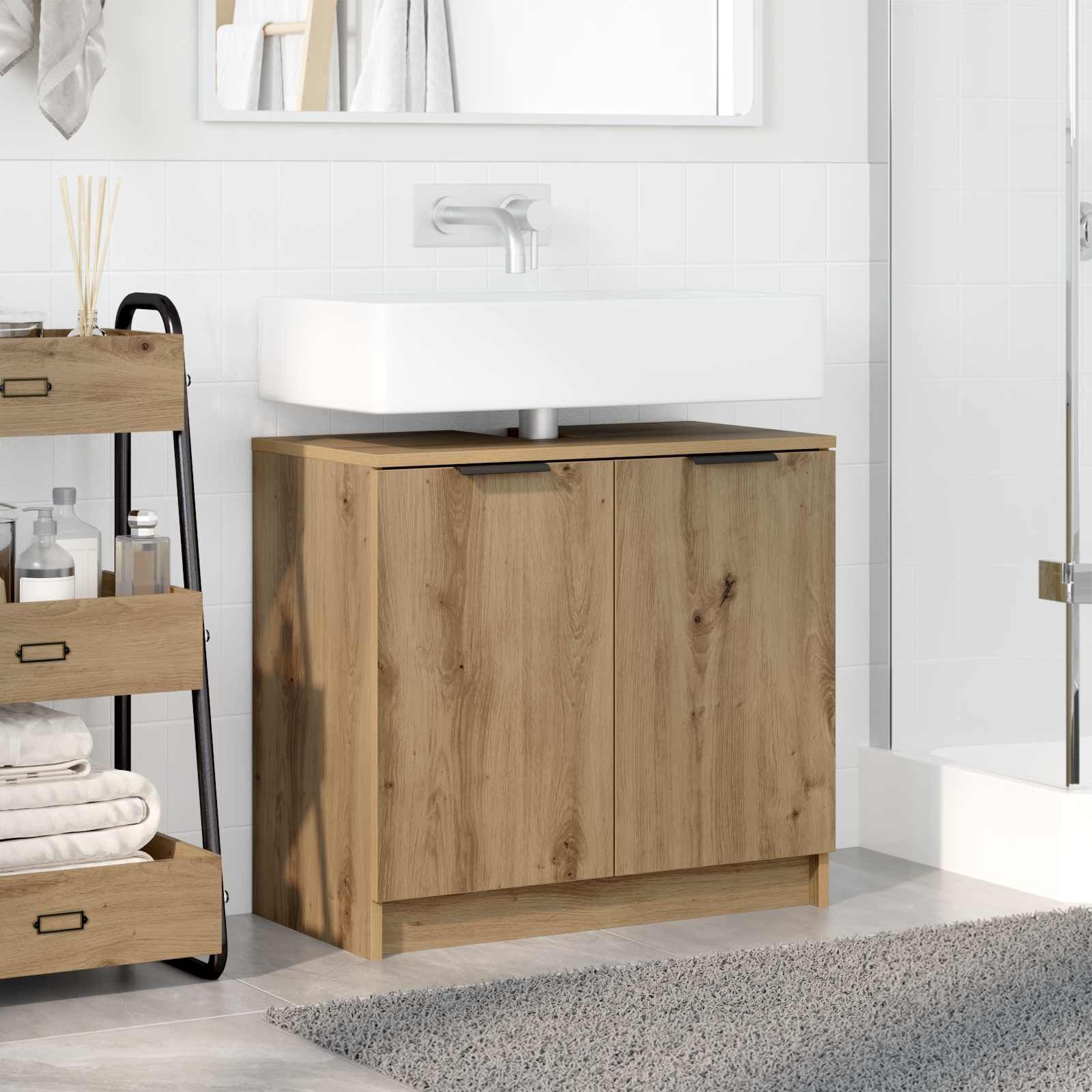 vidaXL Badkamer Kast Artisan Eiken 64,5 x 33,5 x 59 cm Bewerkt hout
