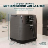 Princess Digitale Heteluchtfriteuse 6,5 L met Uitneembare Verdeler, 12 Programma’s, Touchscreen, Tot 60% Energiebesparing, Olievrij Frituren, voor 1,5 kg Friet, Zwart, 182061 - Maat 6.5 liters