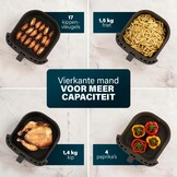 Princess Digitale Heteluchtfriteuse 6,5 L met Uitneembare Verdeler, 12 Programma’s, Touchscreen, Tot 60% Energiebesparing, Olievrij Frituren, voor 1,5 kg Friet, Zwart, 182061 - Maat 6.5 liters