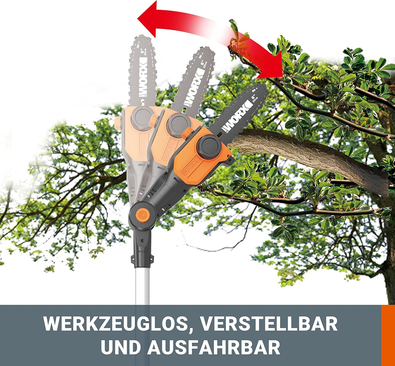 WORX WG349E.9 Accu Telescopische Hoogsnoeier 20 V - 20 cm zaagblad