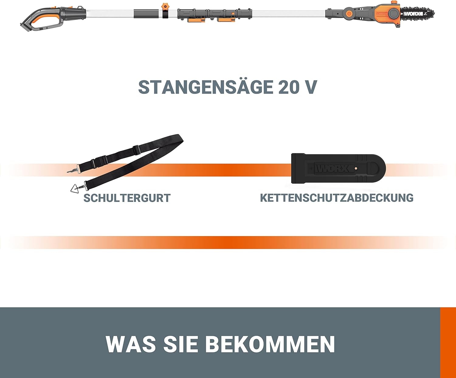 WORX WG349E.9 Accu Telescopische Hoogsnoeier 20 V - 20 cm zaagblad