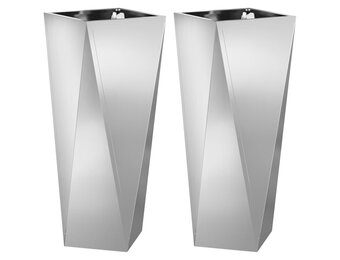 vidaXL Plantenbak 2 st Zilver 30 x 30 x 75 cm Gegalvaniseerd staal