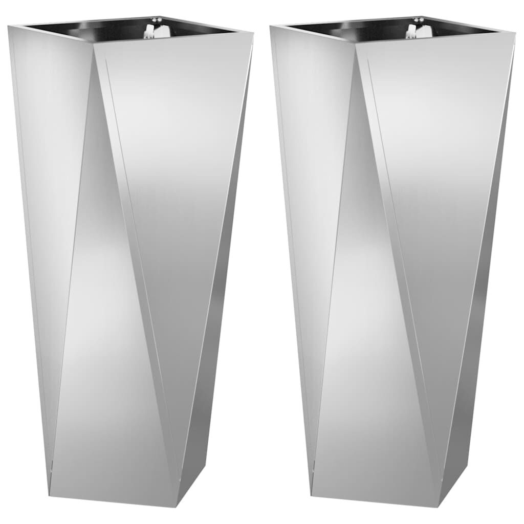 vidaXL Plantenbak 2 st Zilver 30 x 30 x 75 cm Gegalvaniseerd staal