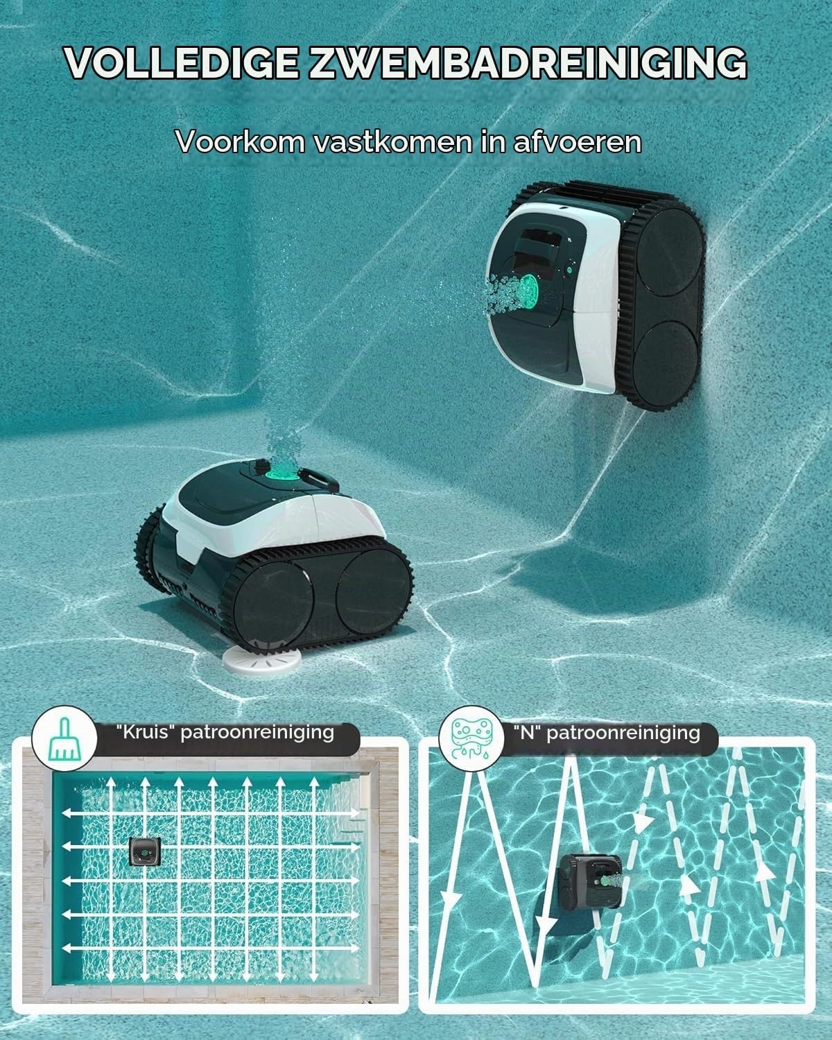 WYBOT C1 Zwembadrobot Wit - Draadloos - Voor zwembaden tot 150 m2