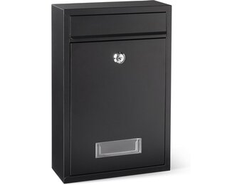 Amazon Basics afsluitbare brievenbus voor wandmontage gegalvaniseerd staal, 32.5cm H x 21.5cm W x 9.0cm D, zwart