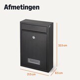 Amazon Basics afsluitbare brievenbus voor wandmontage gegalvaniseerd staal, 32.5cm H x 21.5cm W x 9.0cm D, zwart