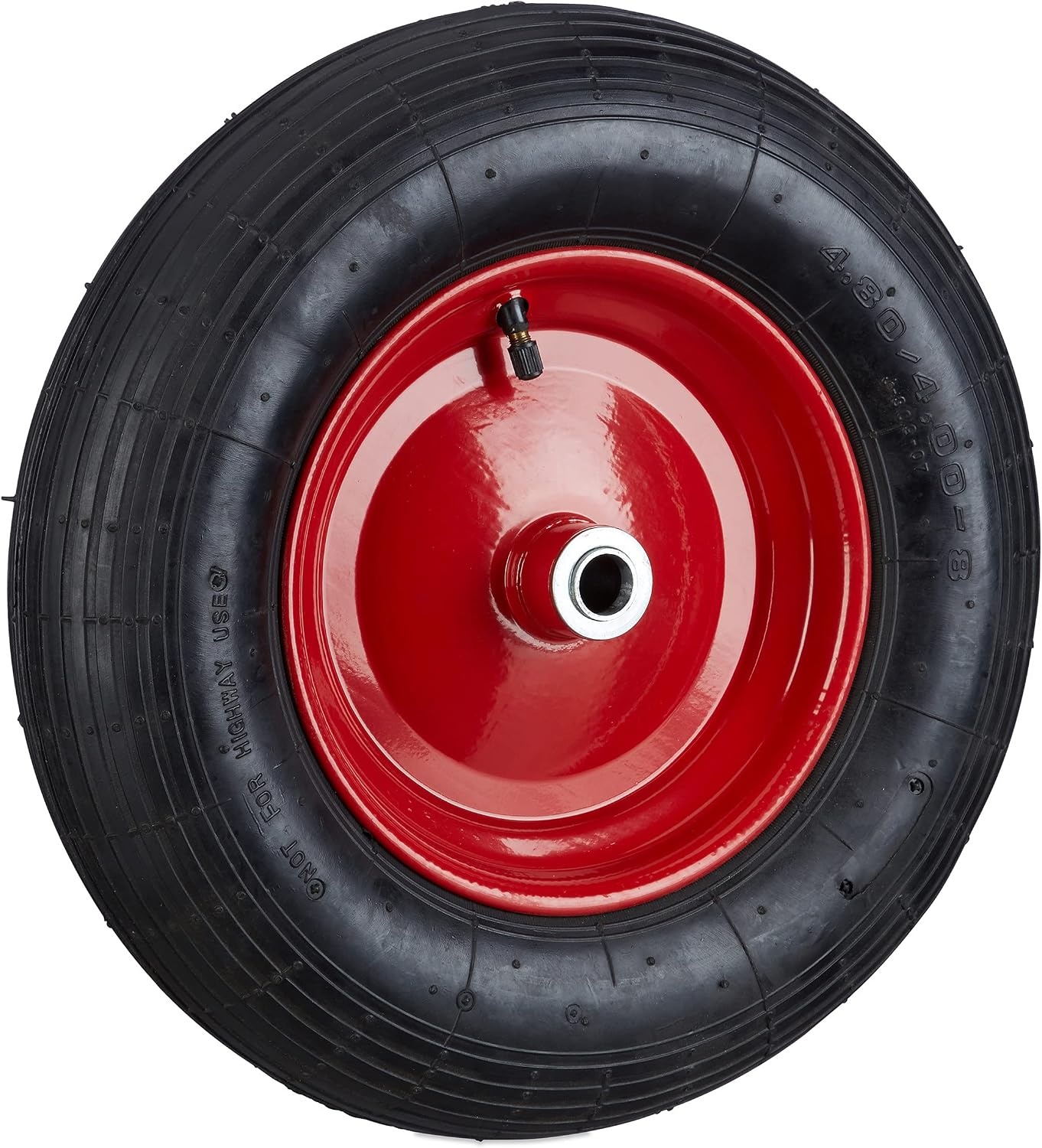 Relaxdays Kruiwagenwiel 4.80 4.00-8 - 39 cm - Luchtband met Stalen Velg - Zwart/Rood