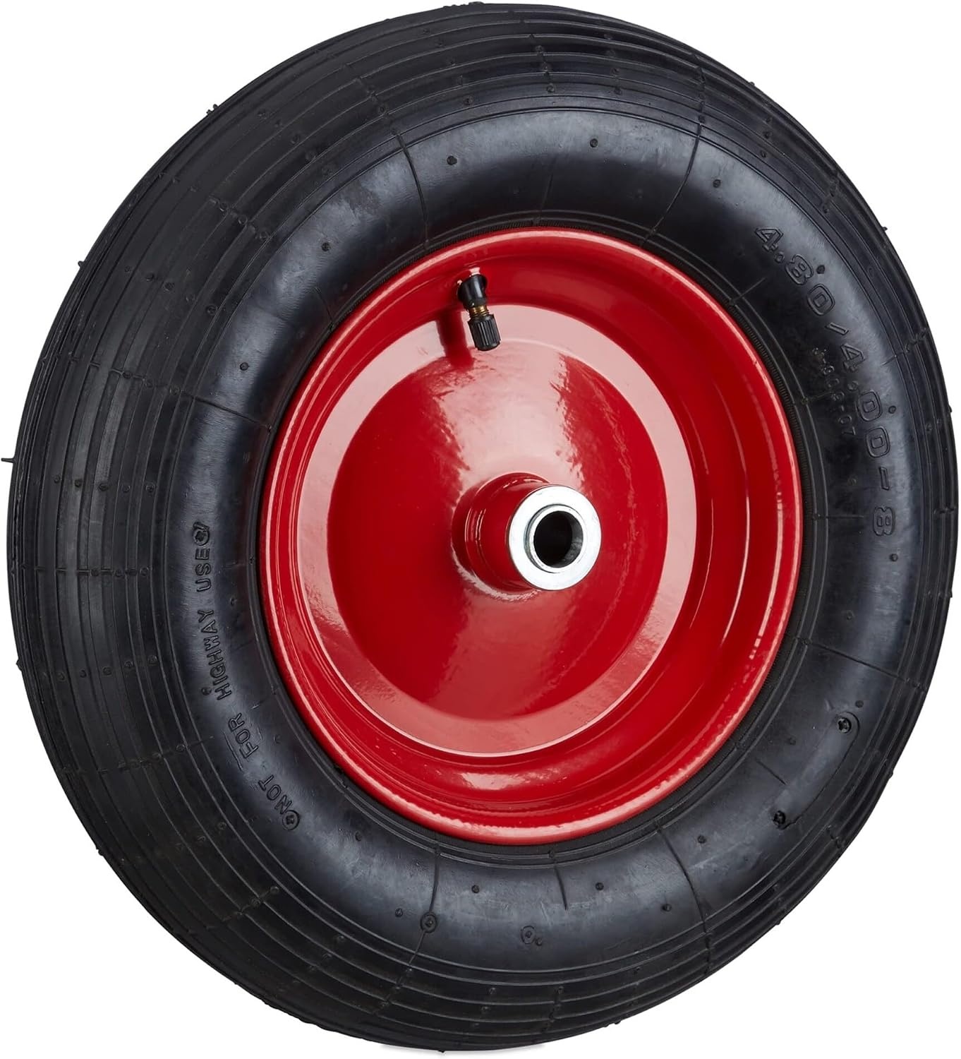 Relaxdays Kruiwagenwiel 4.80 4.00-8 - 39 cm - Luchtband met Stalen Velg - Zwart/Rood