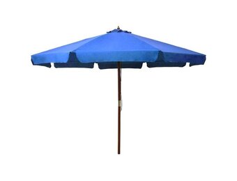 vidaXL Parasol met houten paal 330 cm azuurblauw