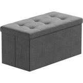 BRIAN & DANY Opvouwbare Hocker met Opbergruimte - Donkergrijs - 76 x 38 x 38 cm