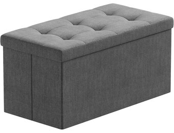 BRIAN & DANY Opvouwbare Hocker met Opbergruimte - Donkergrijs - 76 x 38 x 38 cm
