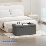 BRIAN & DANY Opvouwbare Hocker met Opbergruimte - Donkergrijs - 76 x 38 x 38 cm