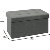 BRIAN & DANY Opvouwbare Hocker met Opbergruimte - Donkergrijs - 76 x 38 x 38 cm