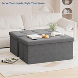 BRIAN & DANY Opvouwbare Hocker met Opbergruimte - Donkergrijs - 76 x 38 x 38 cm