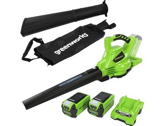 Greenworks 40V Accu Bladblazer en Bladzuiger met 2x 2Ah Accu en Lader - Groen