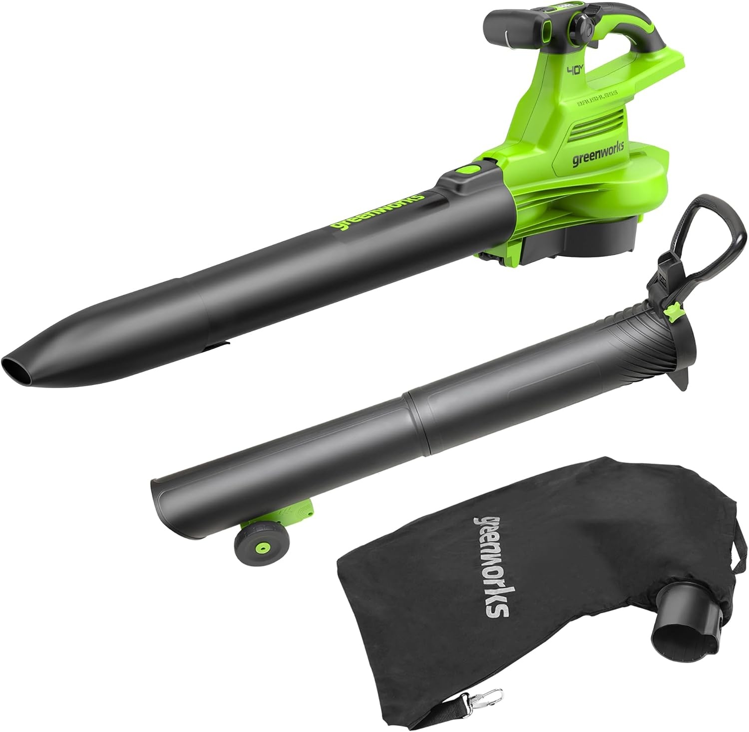 Greenworks 40V Accu Bladblazer en Bladzuiger met 2x 2Ah Accu en Lader - Groen